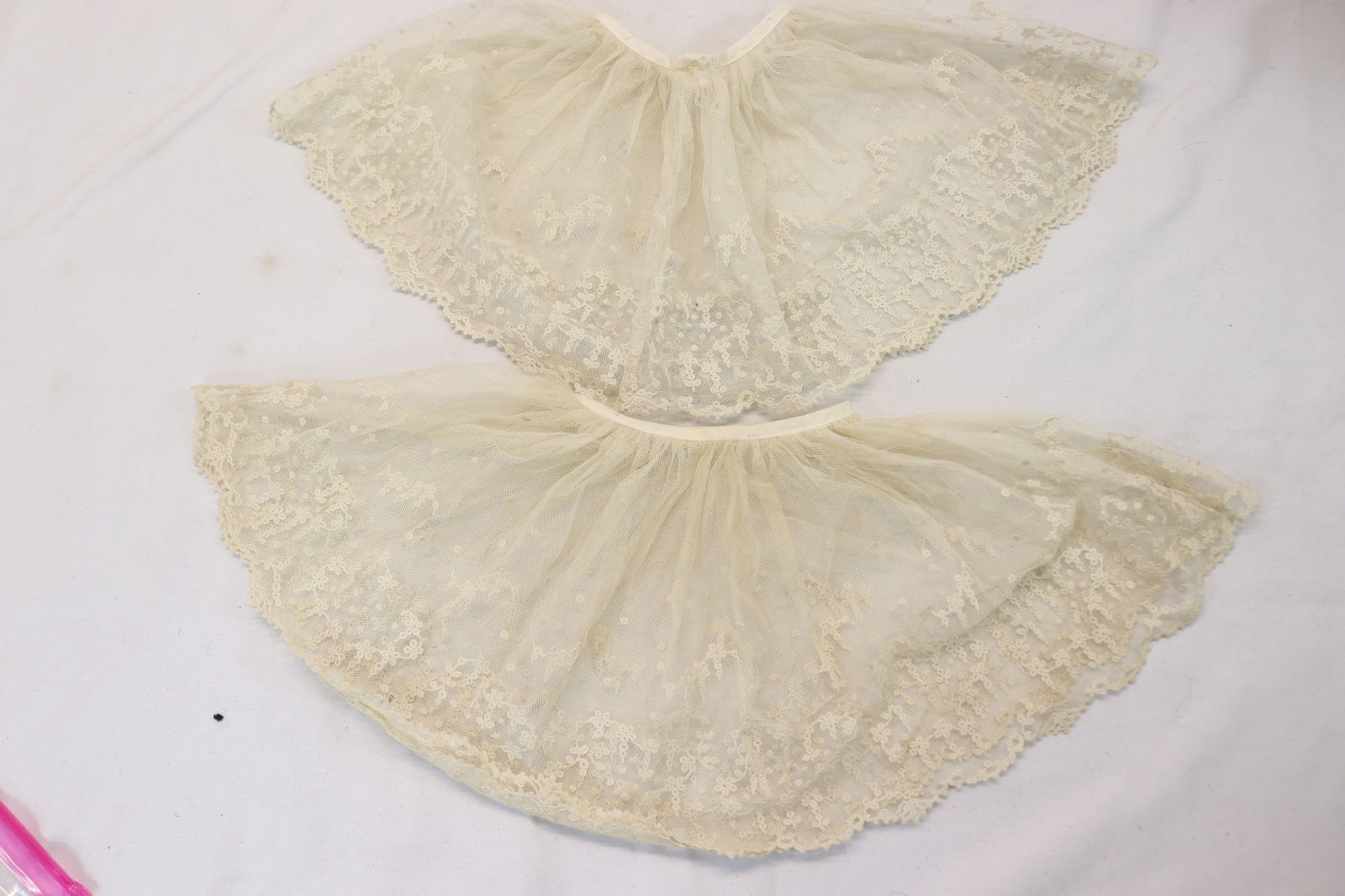 Pair of Victorian Lace Sleeves: 8 inch x 40 inch around, good condition, see photo's
