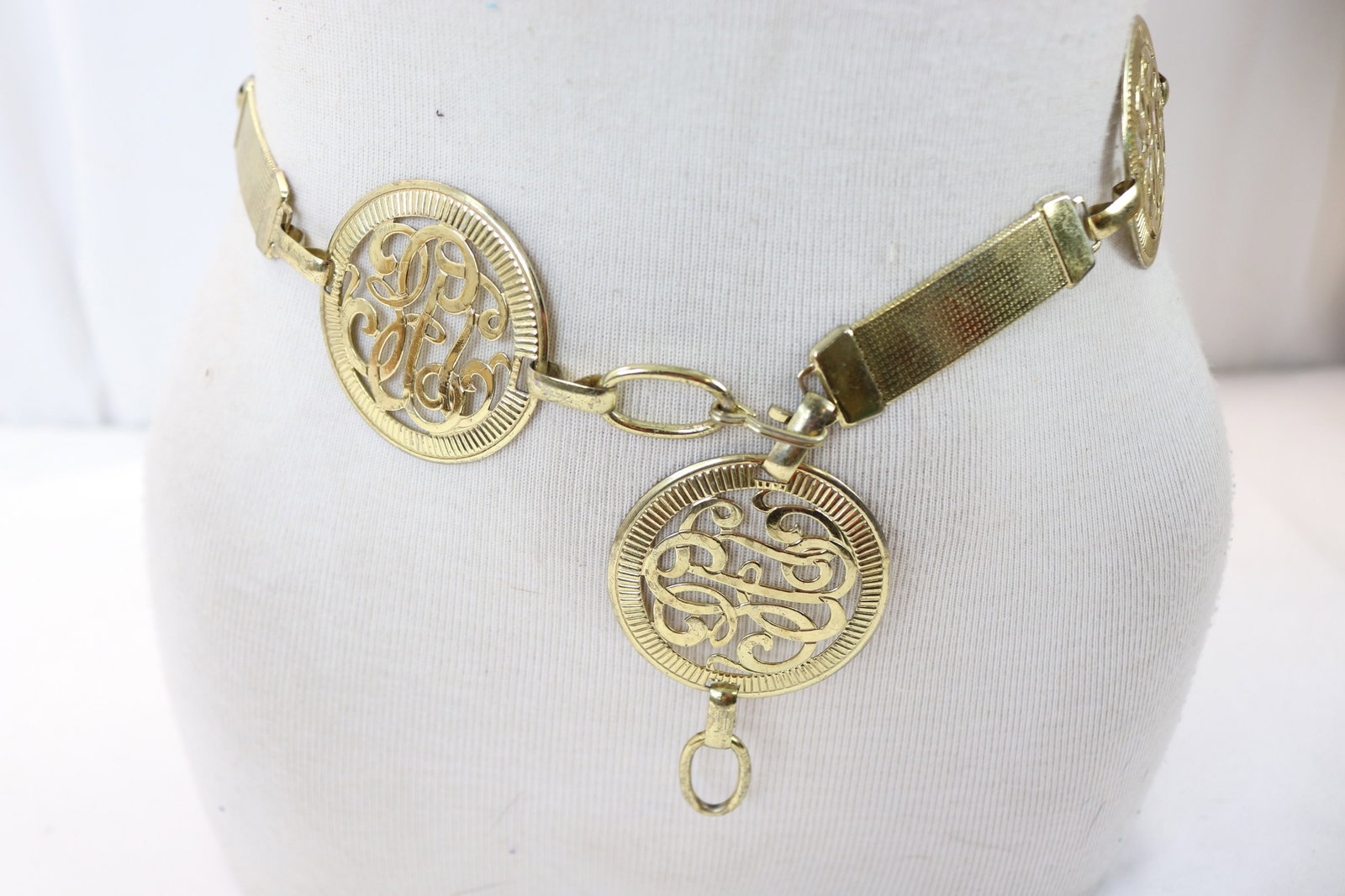 Vintage 1960's Gold Metal Belt: 27 waist, see photo's