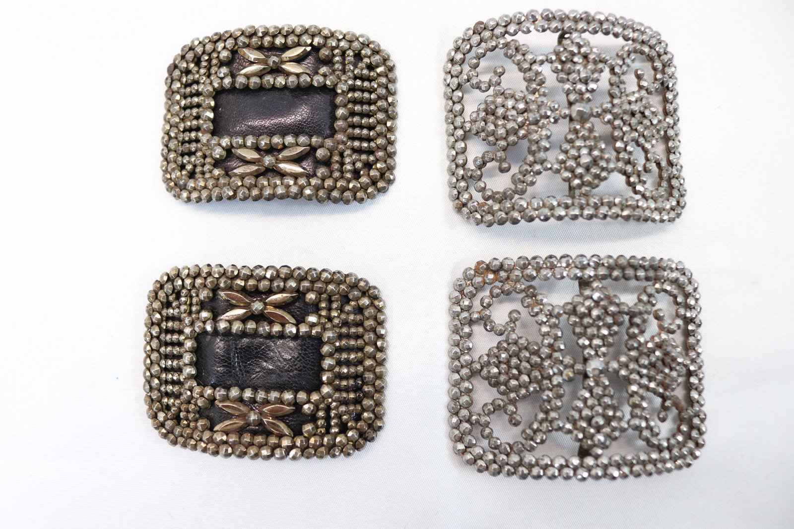 Lot of 2 Pair Victorian Cut Steel Shoe Buckles: see photo's