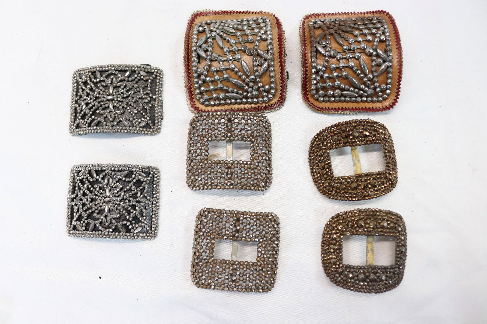 Lot of 4 Pair Antique Shoe Buckles, Cut Steel (1 of 6)