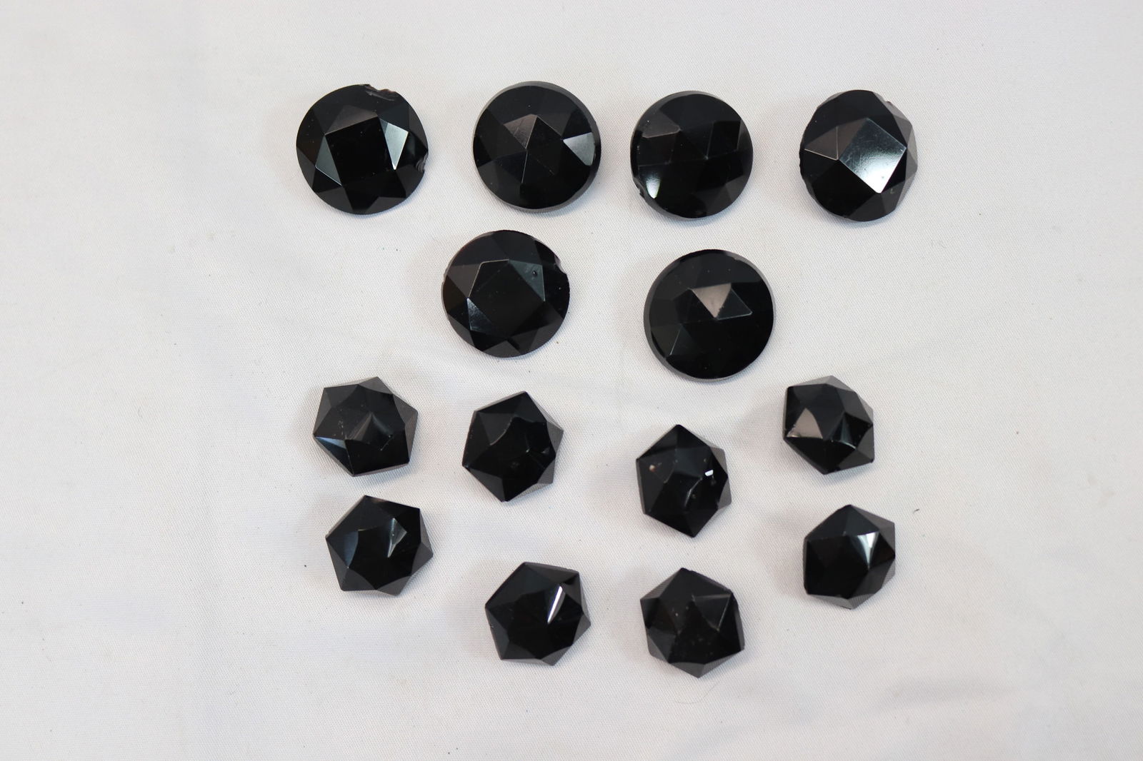 Lot of 2 Sets Victorian Black Jet Glass Buttons (1 of 8)