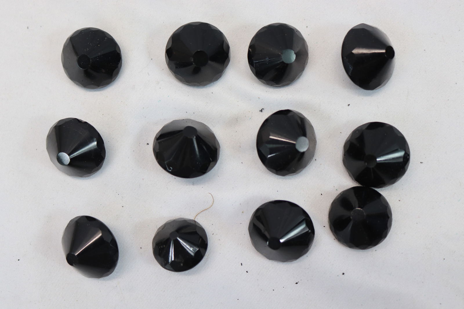 Lot of 12 Victorian Black Jet Glass Cone Buttons (1 of 3)
