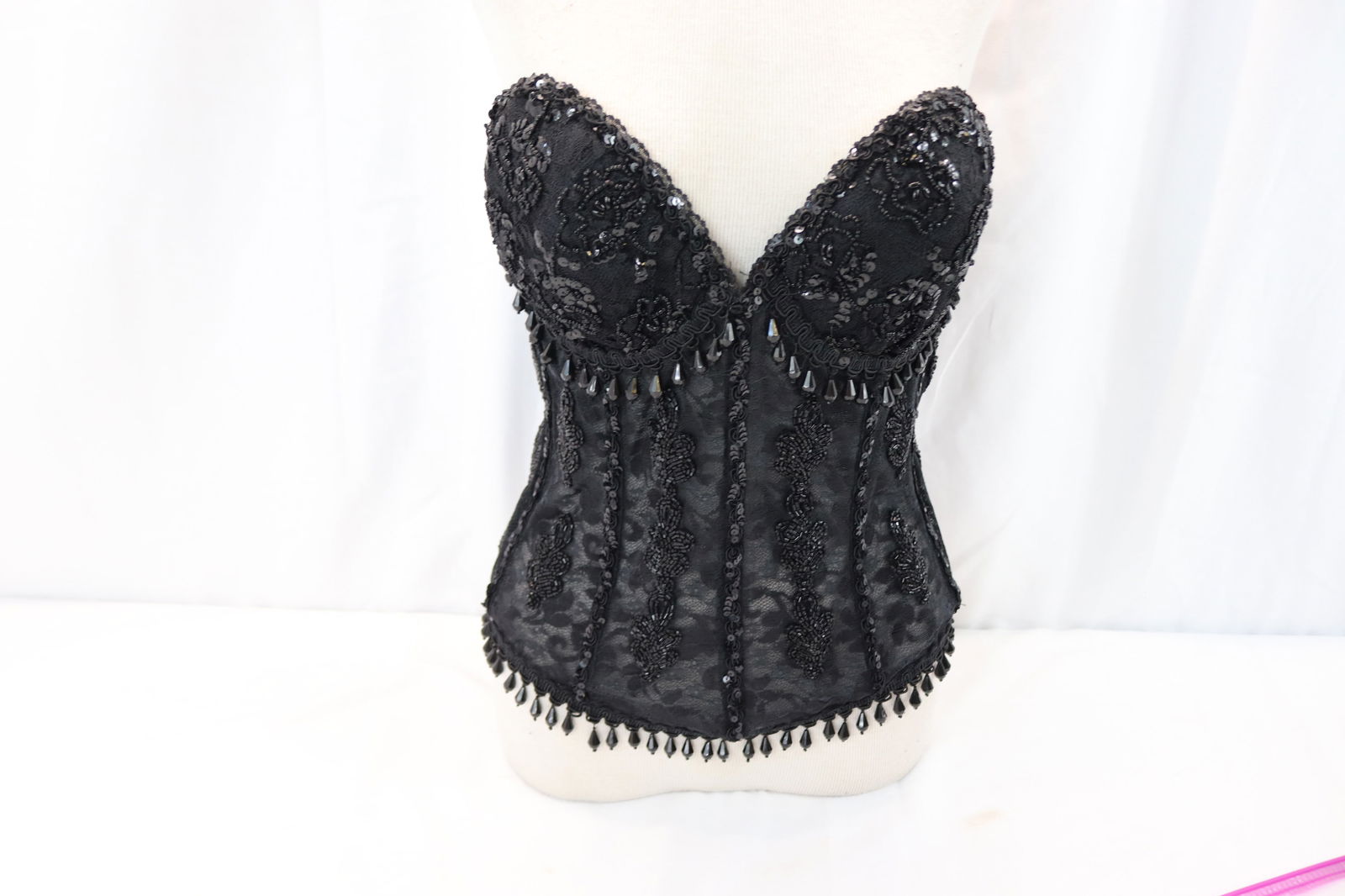 Vintage Black Lace Beaded & Sequin Bustier (1 of 7)