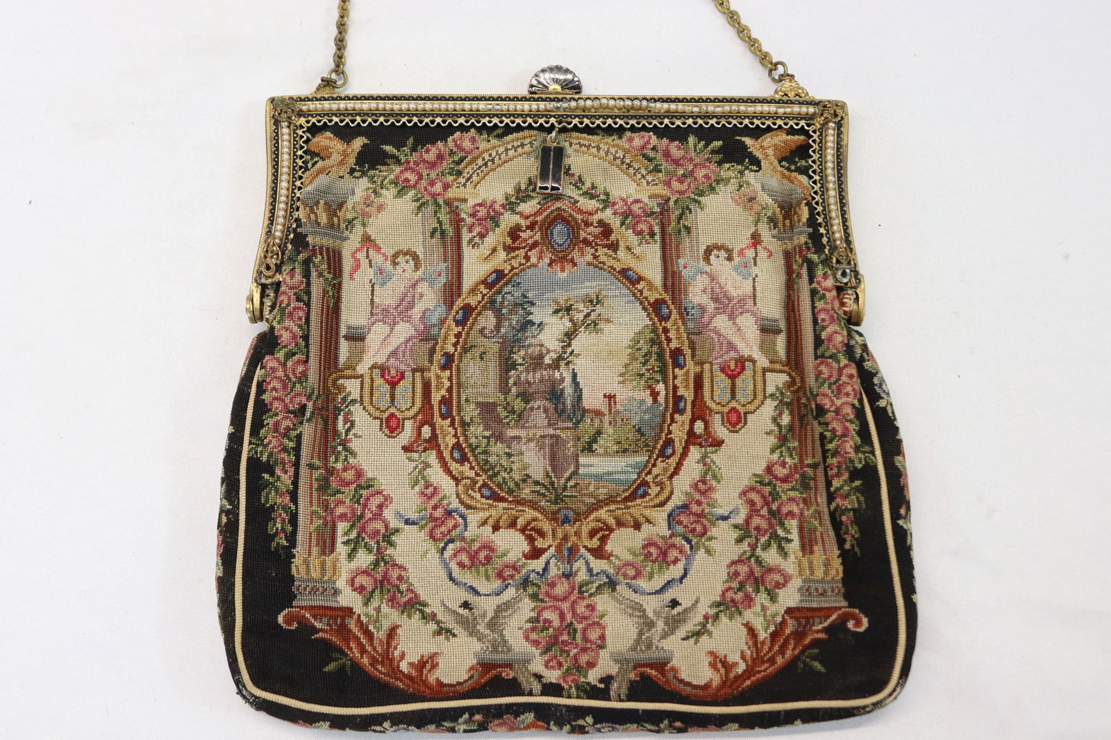 Vintage Artcraft Petti-Point Tapestry Purse with Angel/Cherubs (1 of 8)