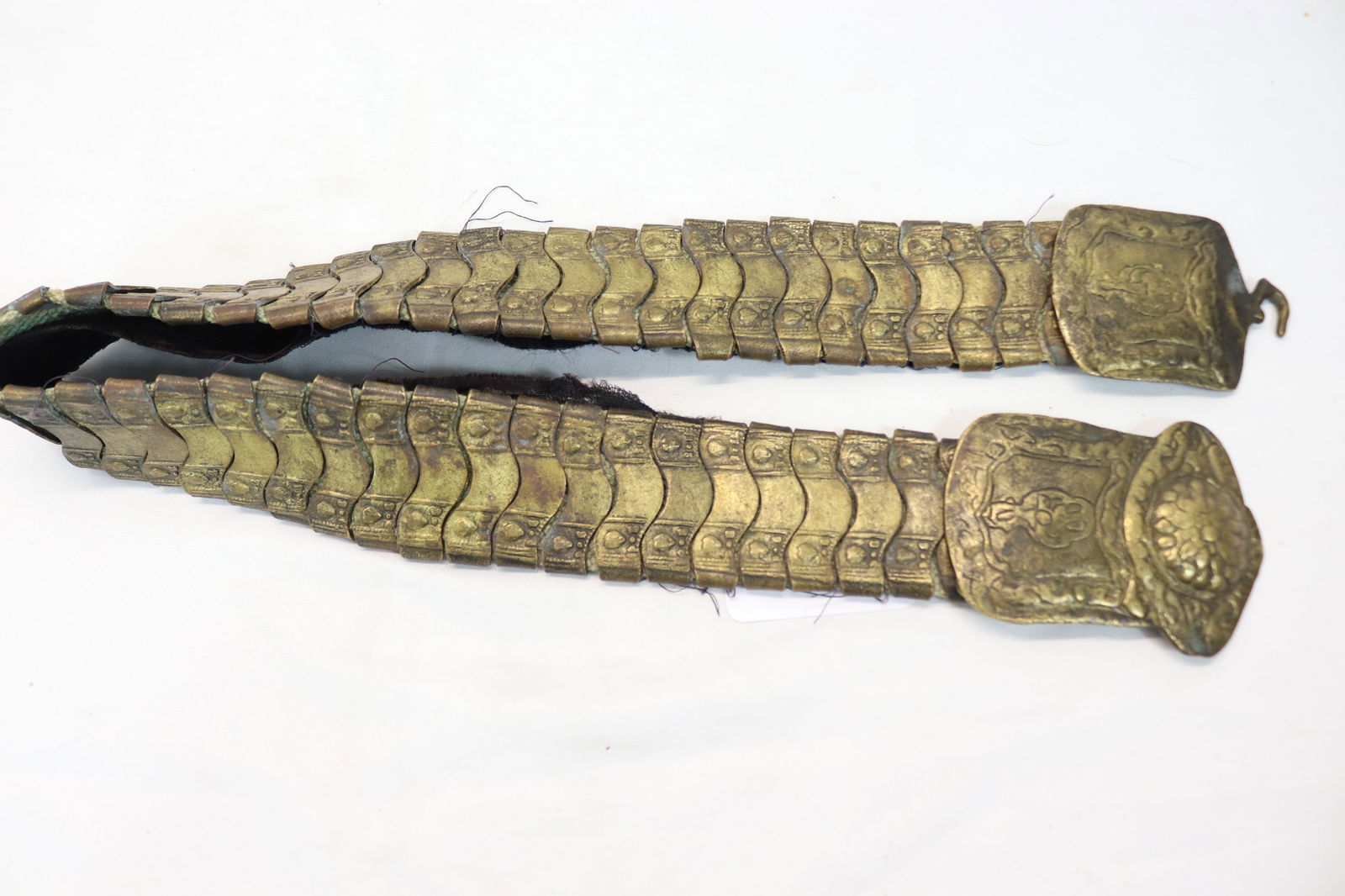 Rare Antique Midieval Brass Belt Linked with Fabric, Large Buckle (1 of 9)