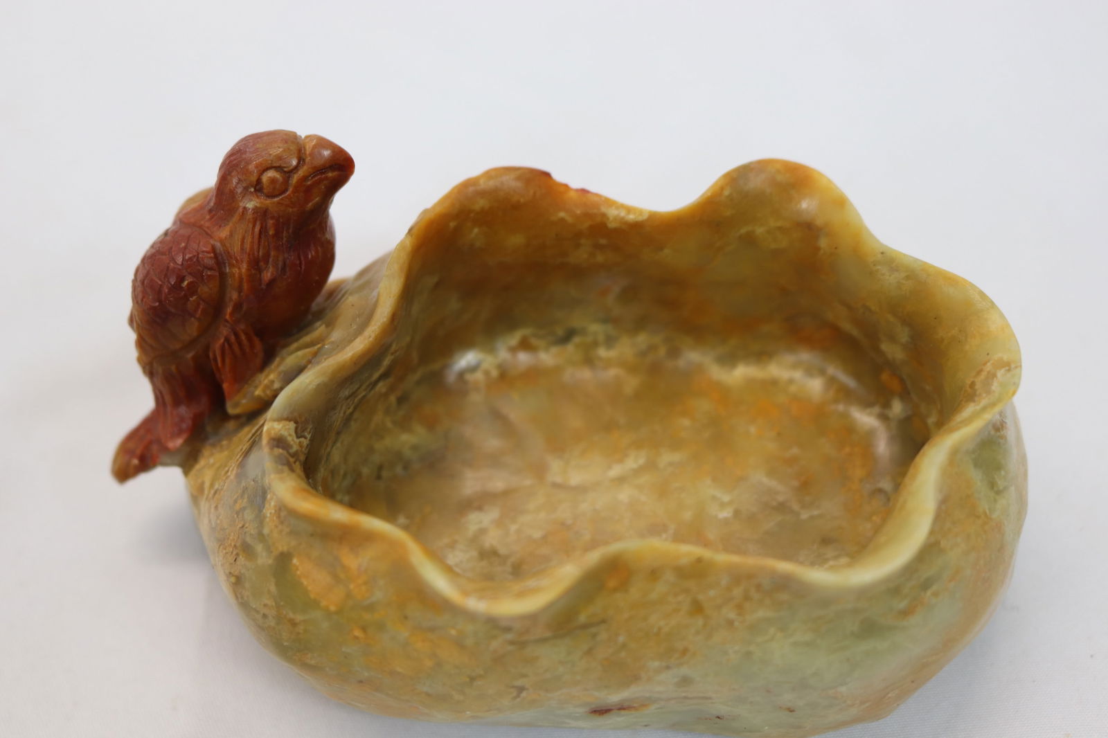 Antique Chinese Hand Carved Brown Jade Brush Washer with Eagle (1 of 5)