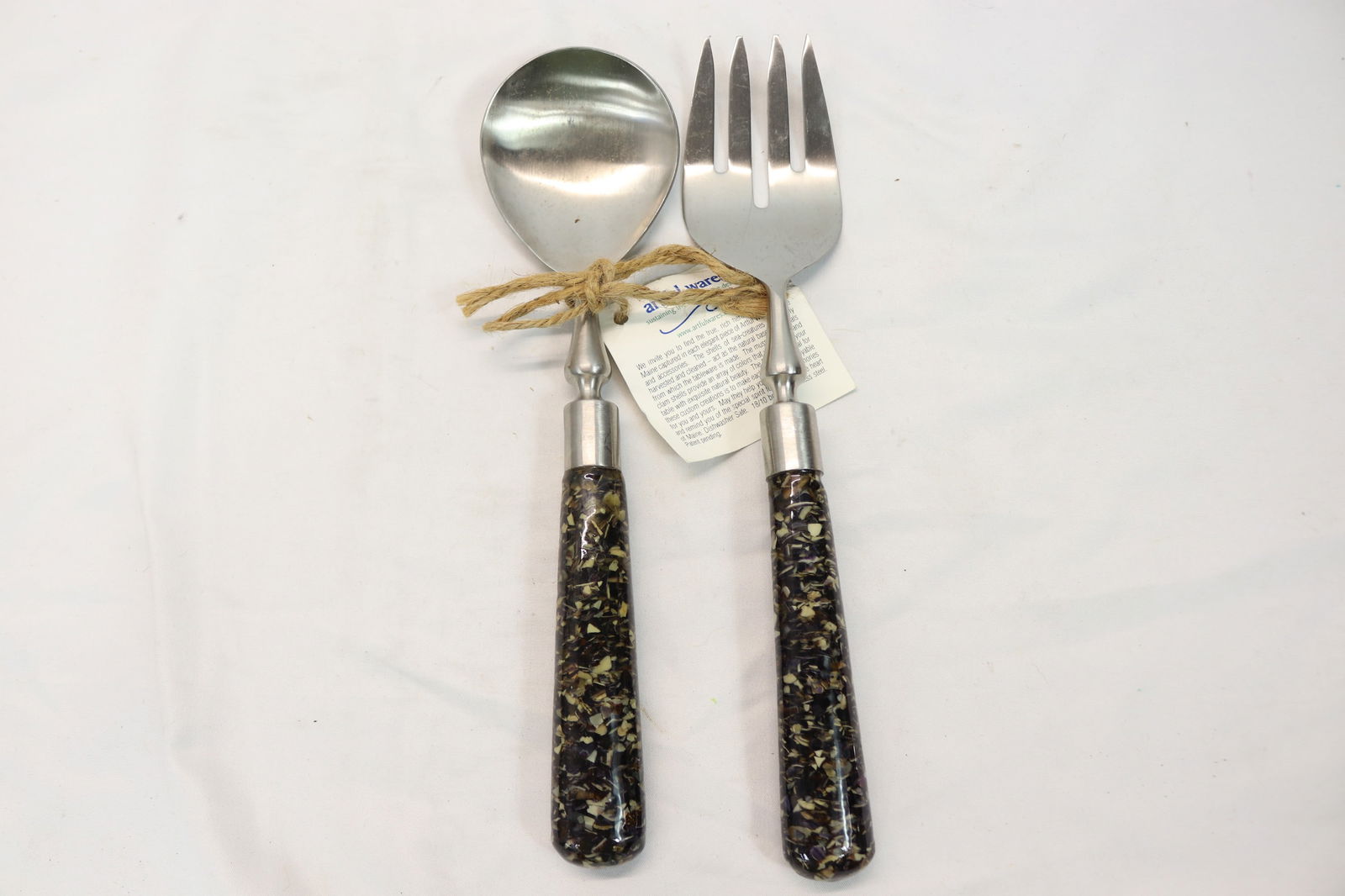 Set Of Artful Wares, Salad Spoon & Fork Made of Mussel, Lobster & Clam Shells (1 of 4)