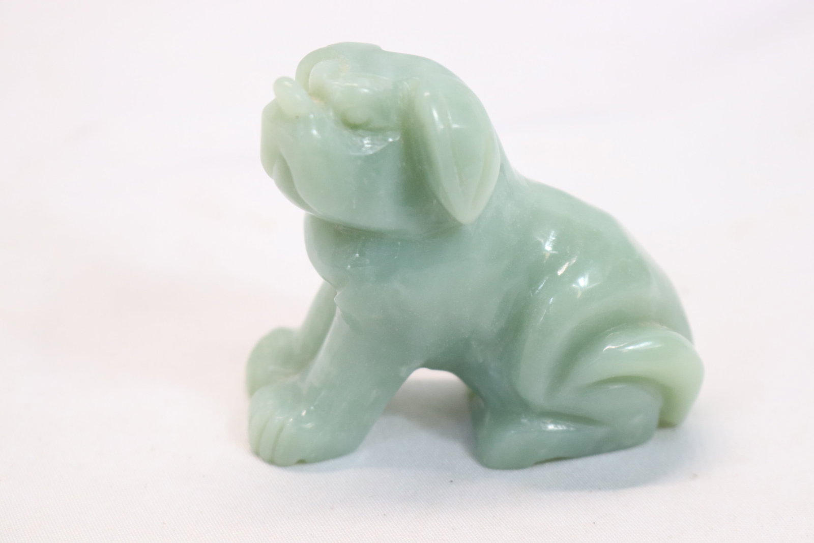 Hand Carved Chinese Light Green Jade Dog: approx. 2 1/2 inches, see photo's