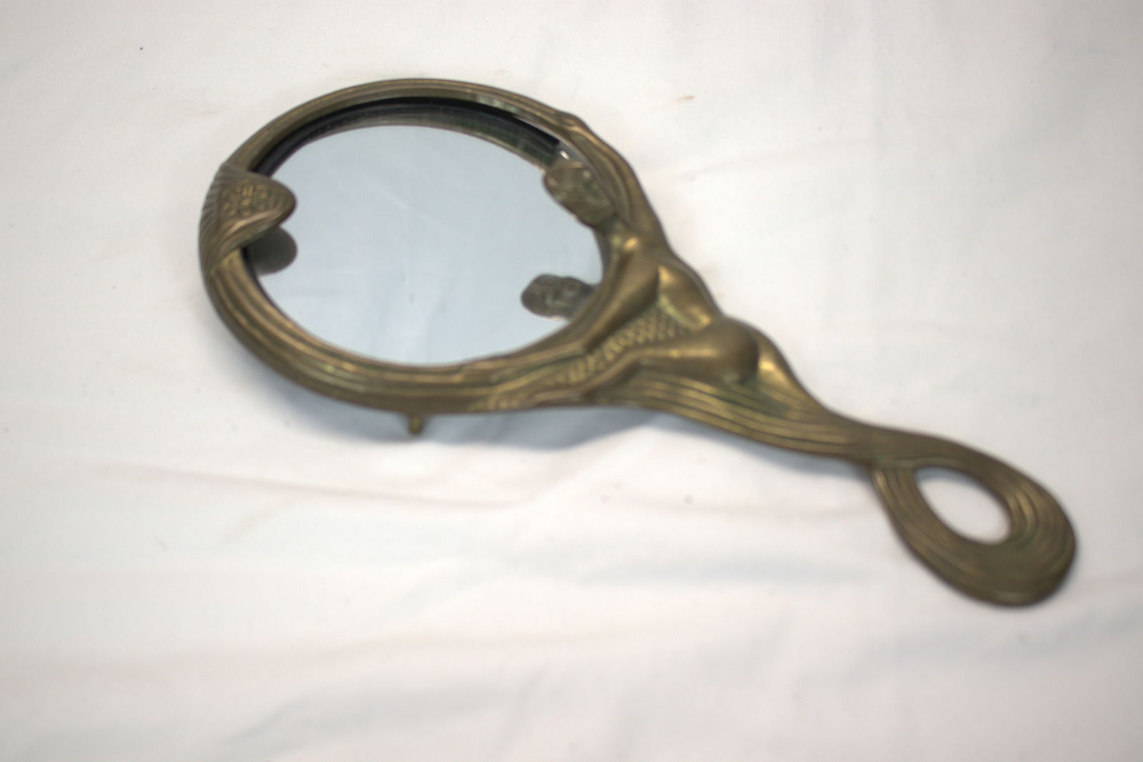 Vintage Art Nouveau Hand Mirror with 3/D Lady (1 of 6)