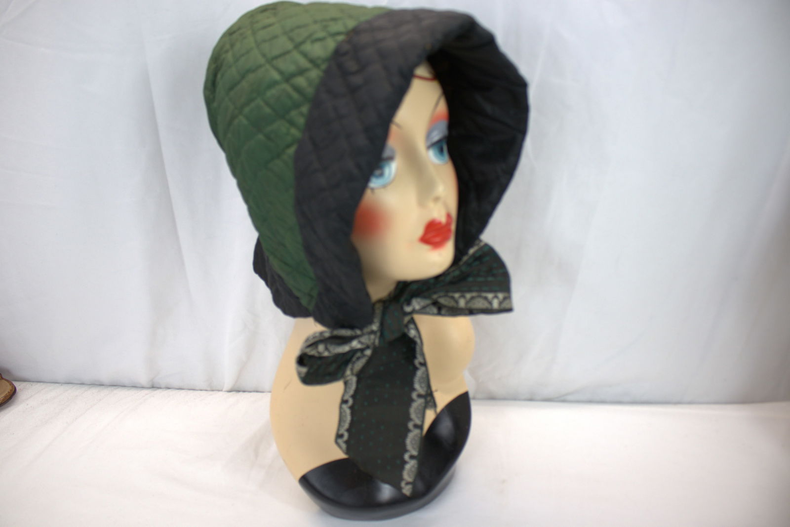 Mid Victorian Hand Stitched Quilted Bonnet with Fancy Silk Ribbon (1 of 6)