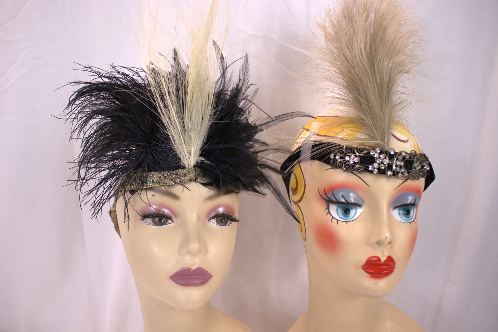 Vintage 1920's Lot of 2 Flapper Head Bands with Feathers (1 of 6)