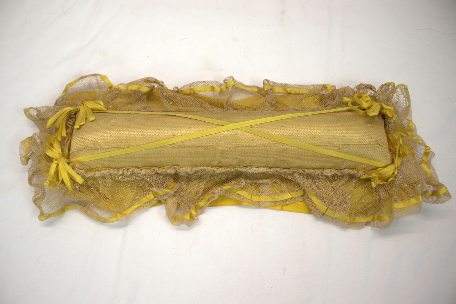 Antique Boudoir Pin Cushion Pillow in Yellow Silk (1 of 3)