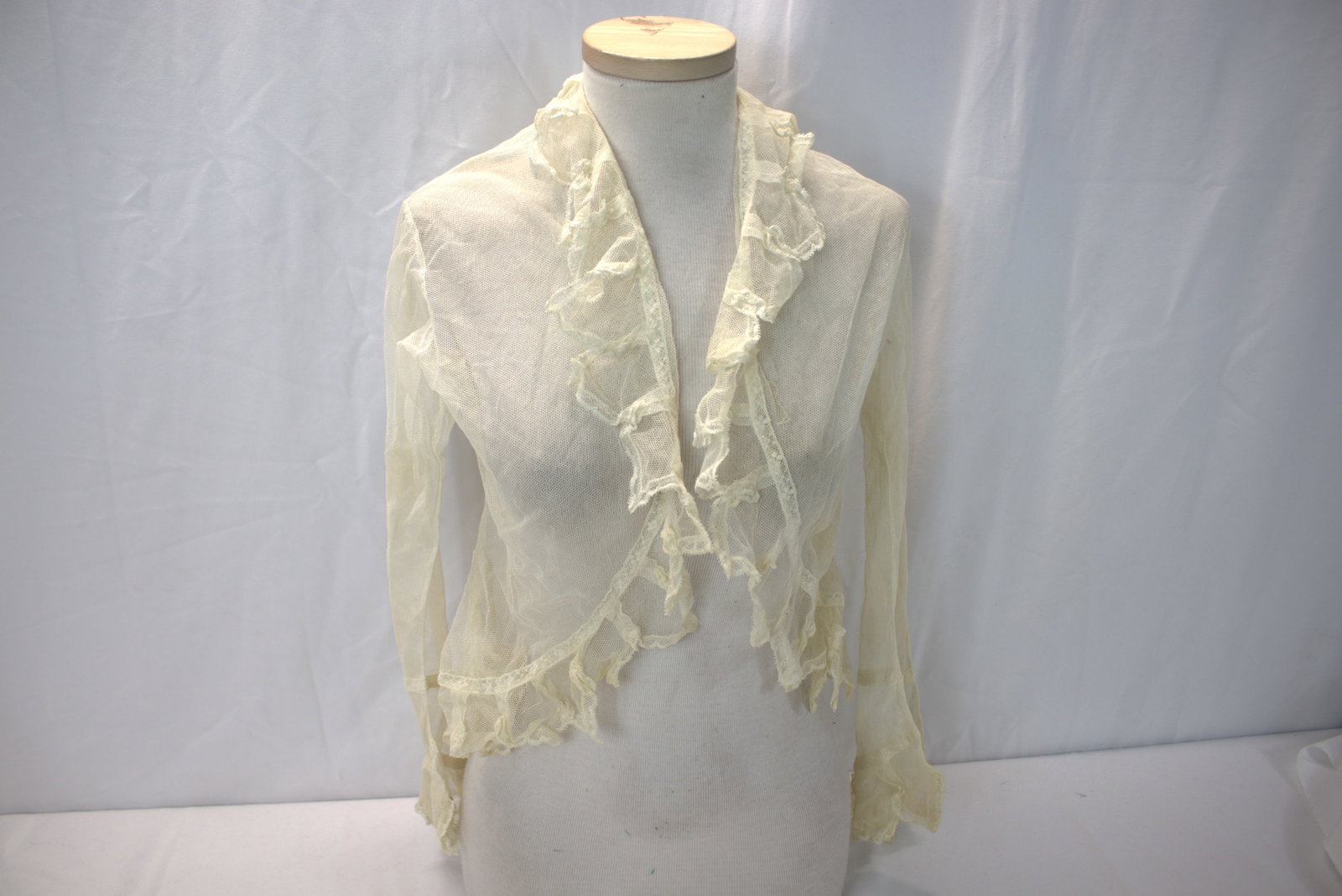Antique 1880's Open Front Net & Lace Bodice/Blouse: approx. 28 bust,