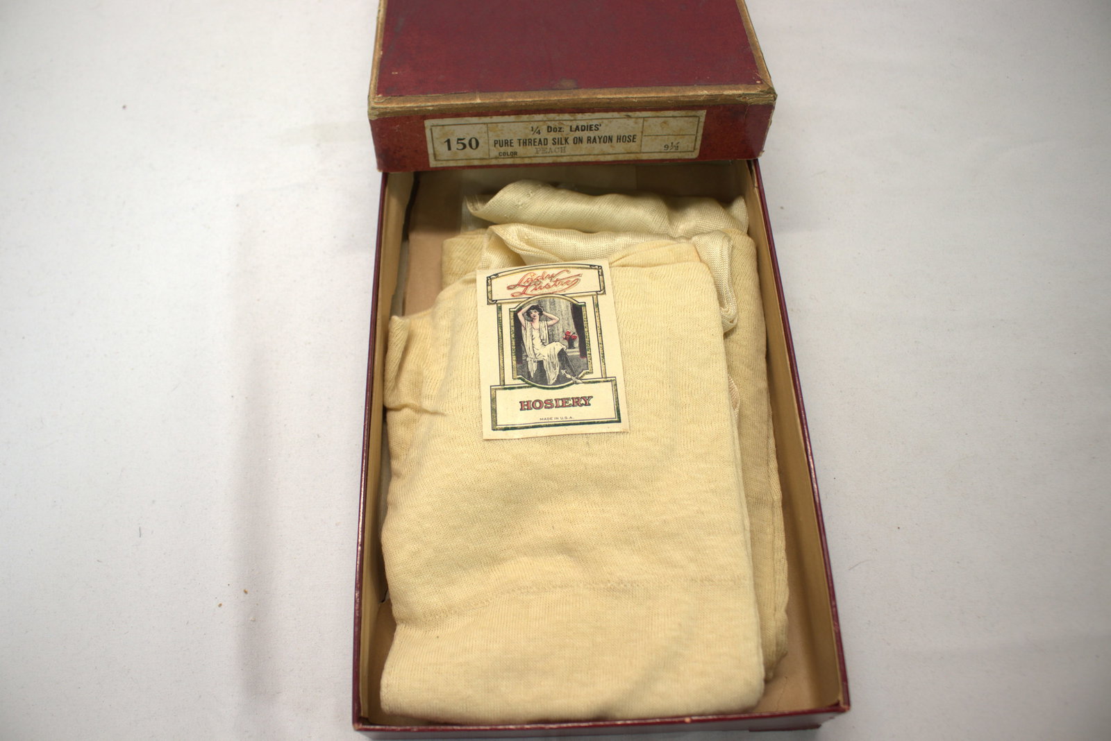 Vintage 1920's 2 Pair Lustre Silk/Rayon Stockings, Old Stock in Original Box (1 of 10)