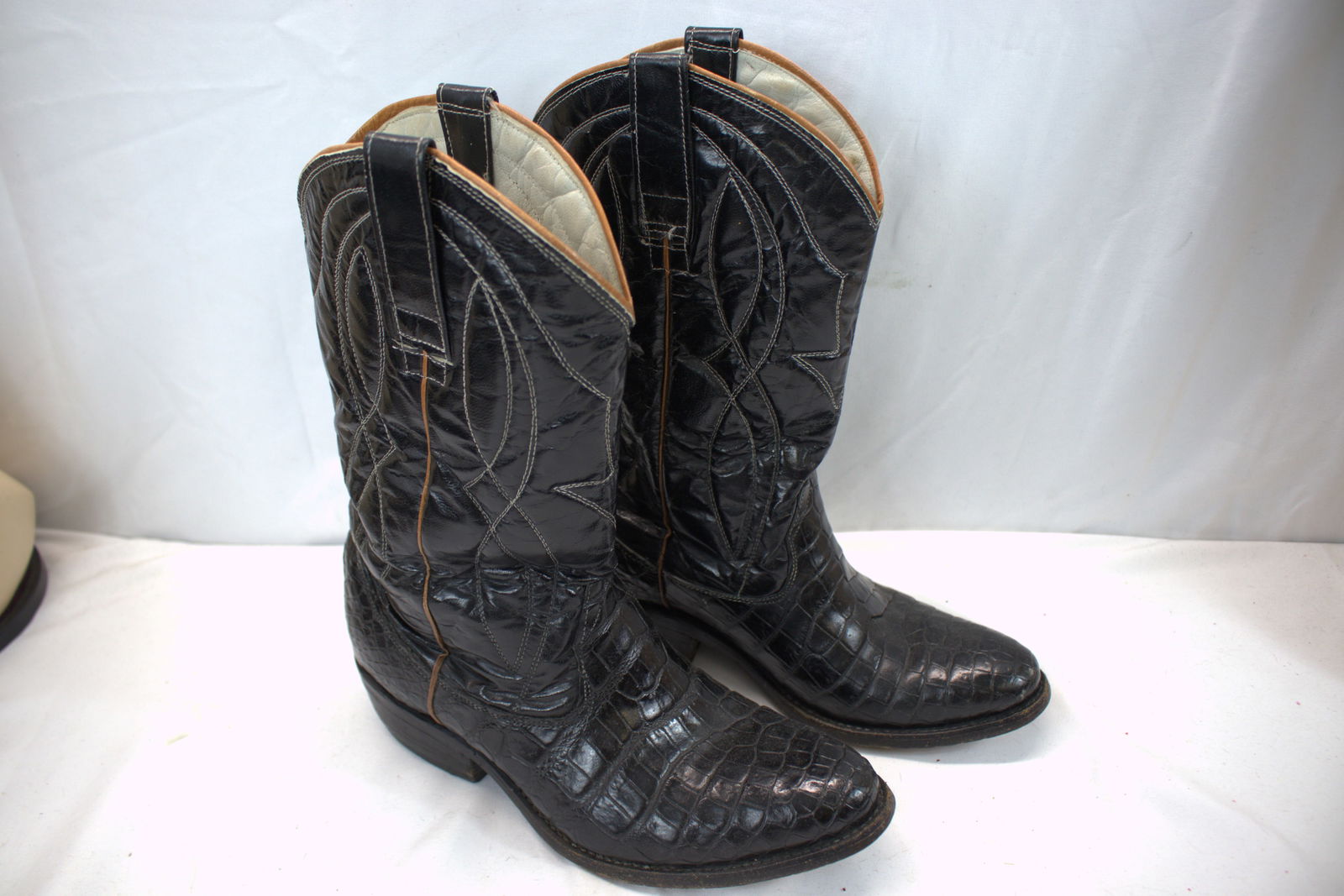 Vintage Black Reptile Cowboy Boots, size 8E (1 of 6)