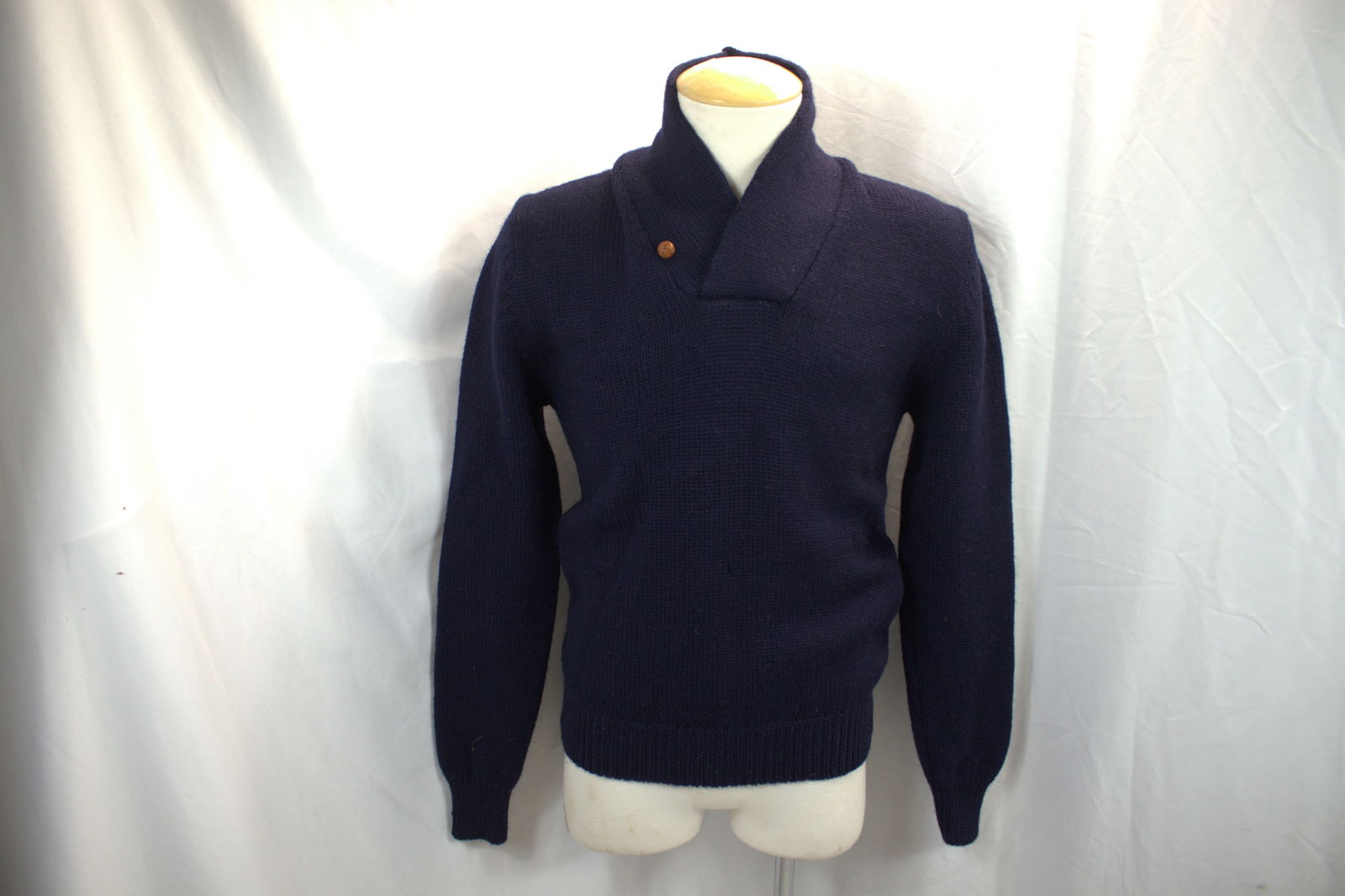 Vintage Brooks Brothers Men's Navy Blue Rolled Collar Sweater (1 of 7)