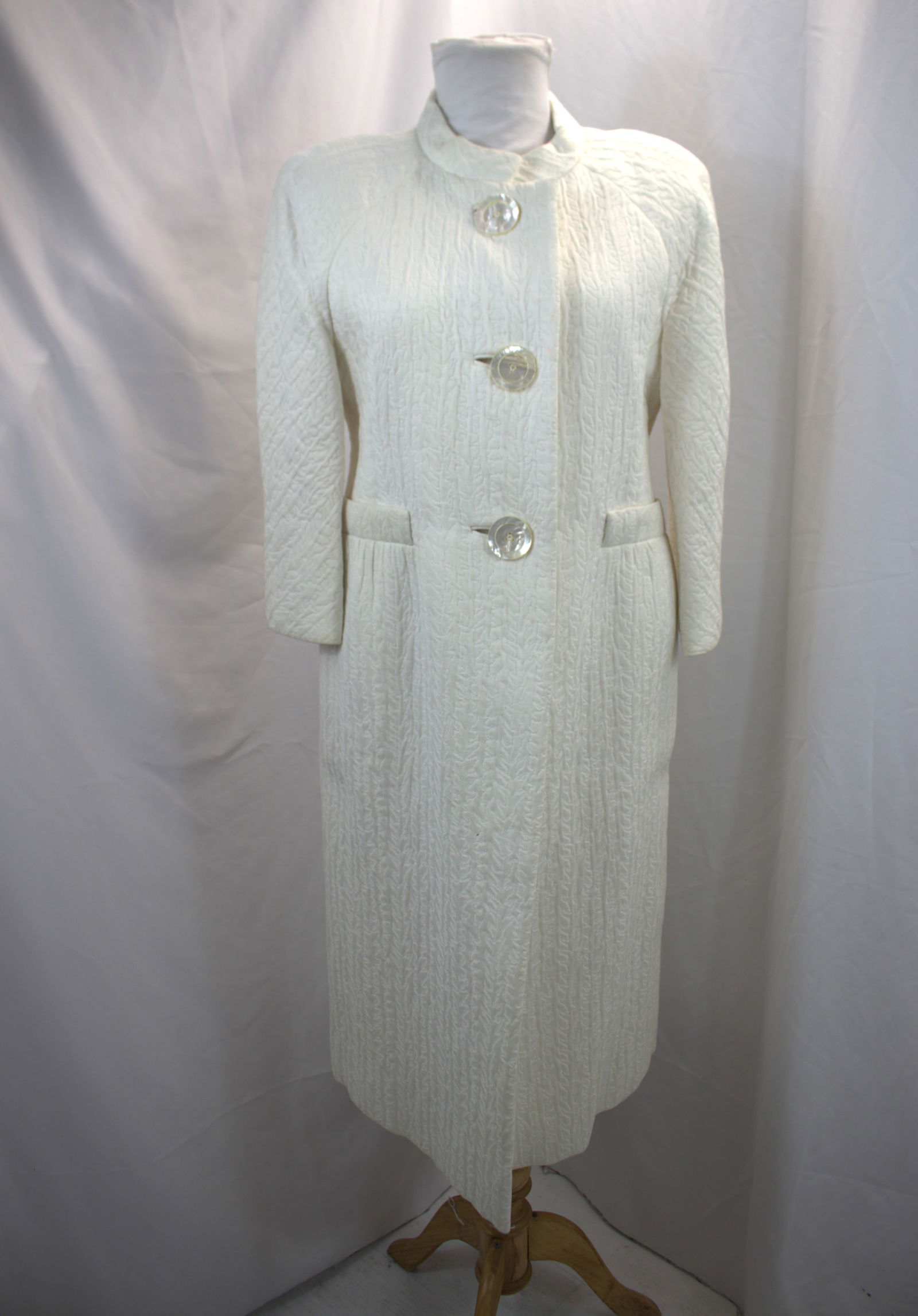 Vintage 1960's Ben Zuckerman White Quilted Dress & Jacket Set (1 of 14)