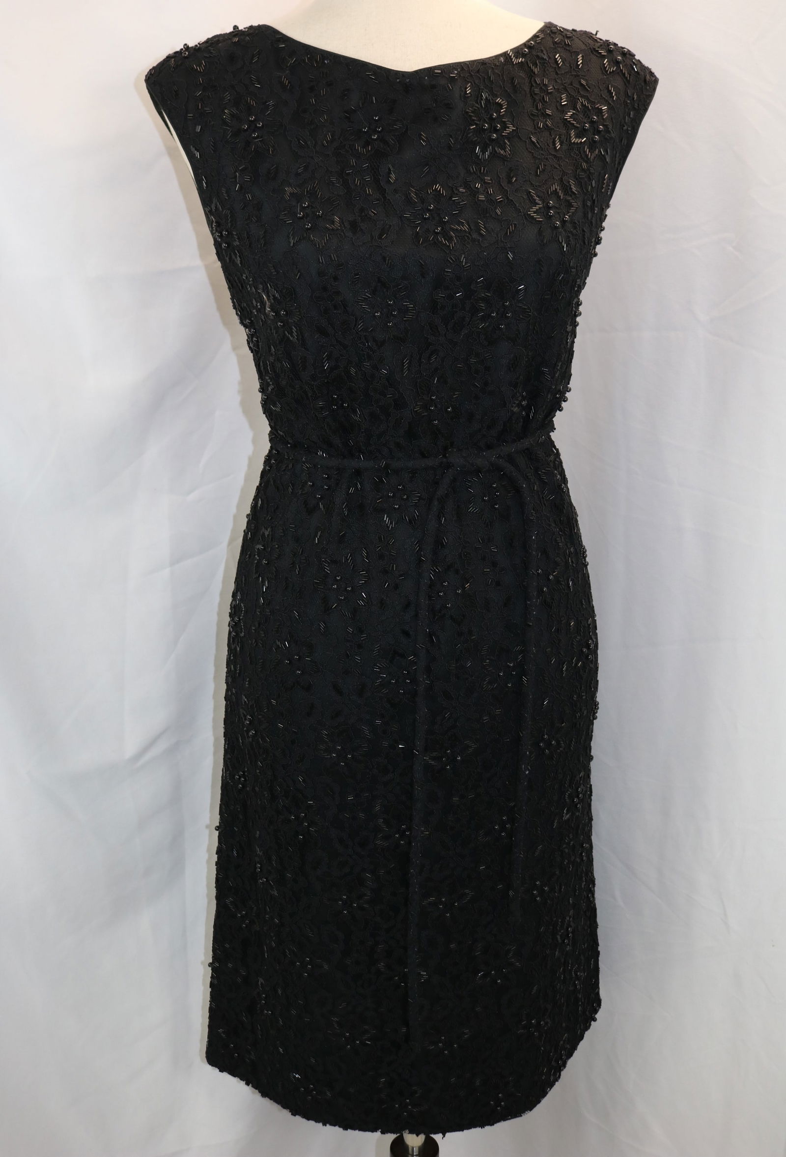 Vintage 1960's I Magnin Black Lace Beaded Shift with Matching Beaded Belt (1 of 8)
