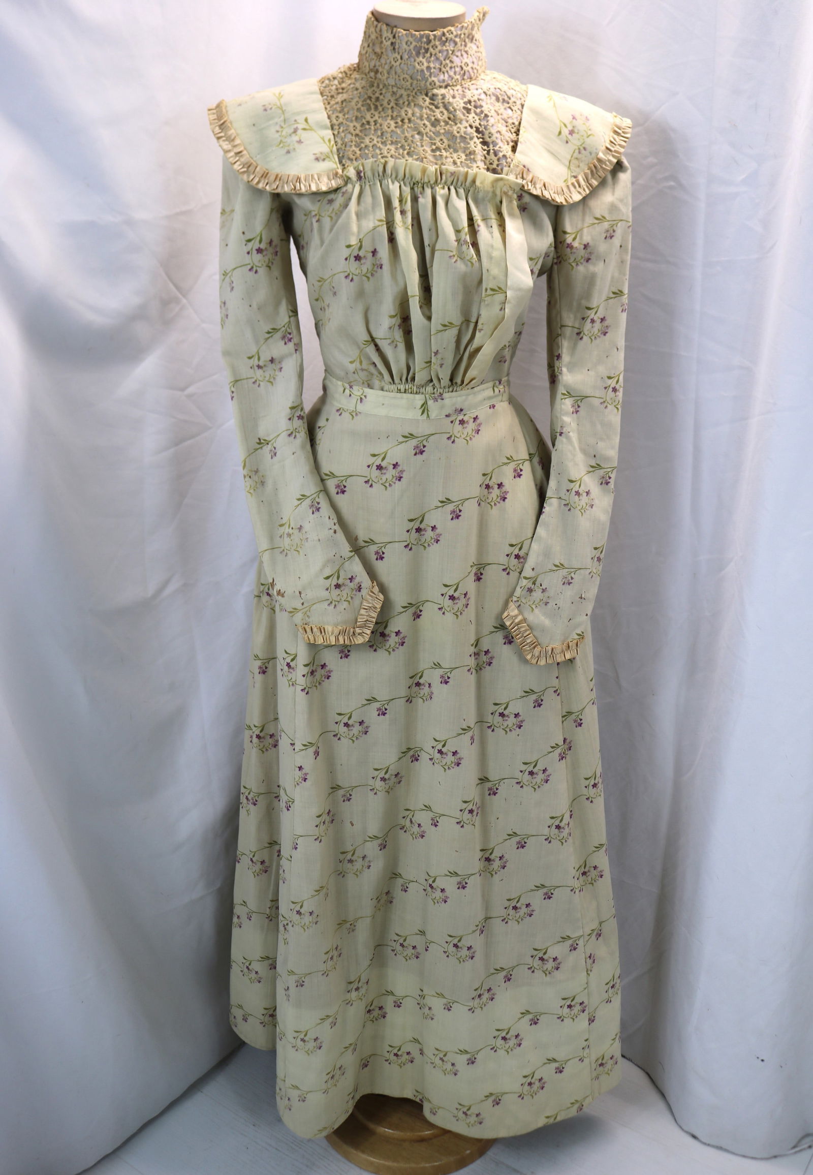 Antique Beige with Tiny Purple Flowers Victorian Skirt & Bodice Set (1 of 20)