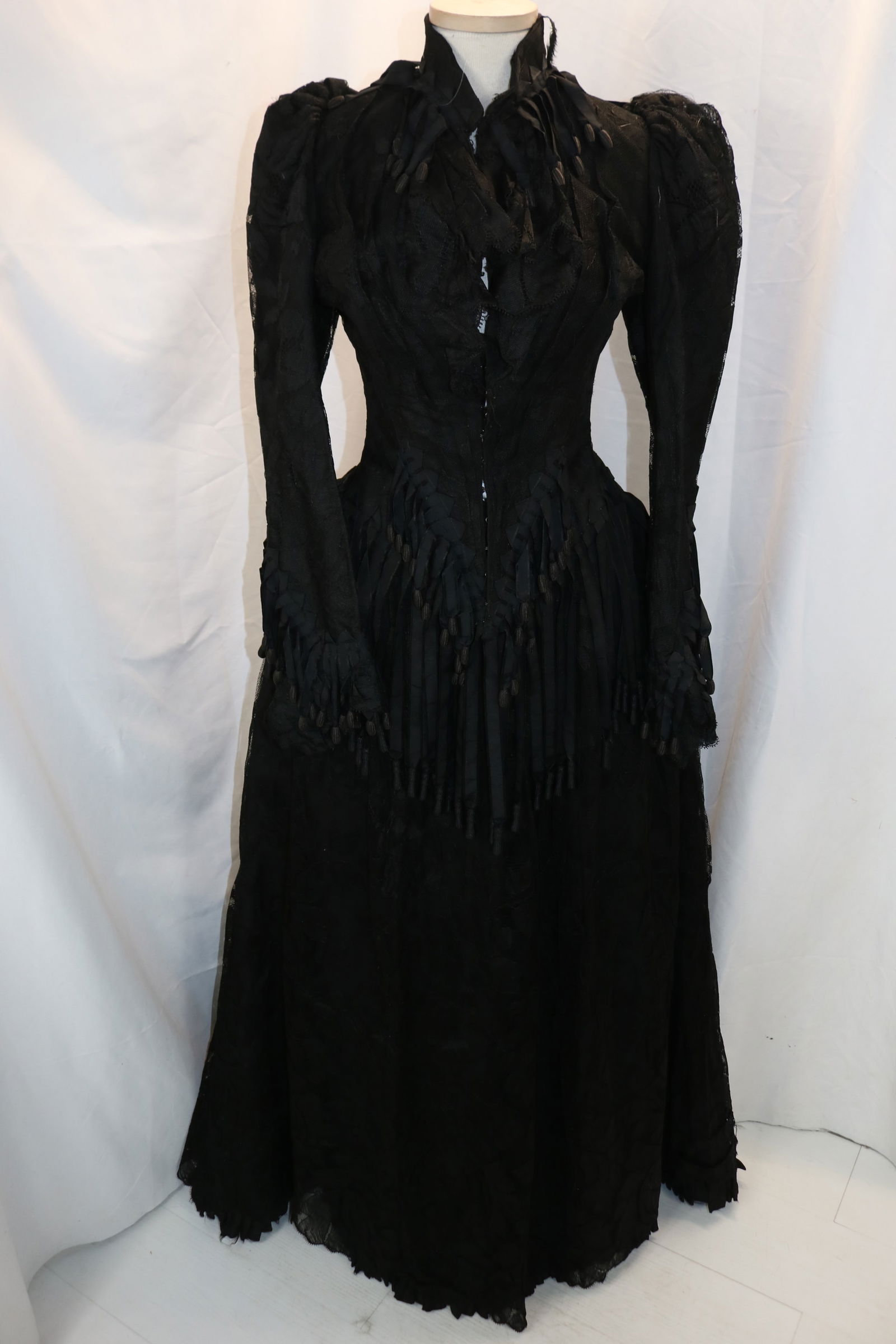 Antique 1800's Black Lace & Tassel Jacket with Bustle Skirt (1 of 14)