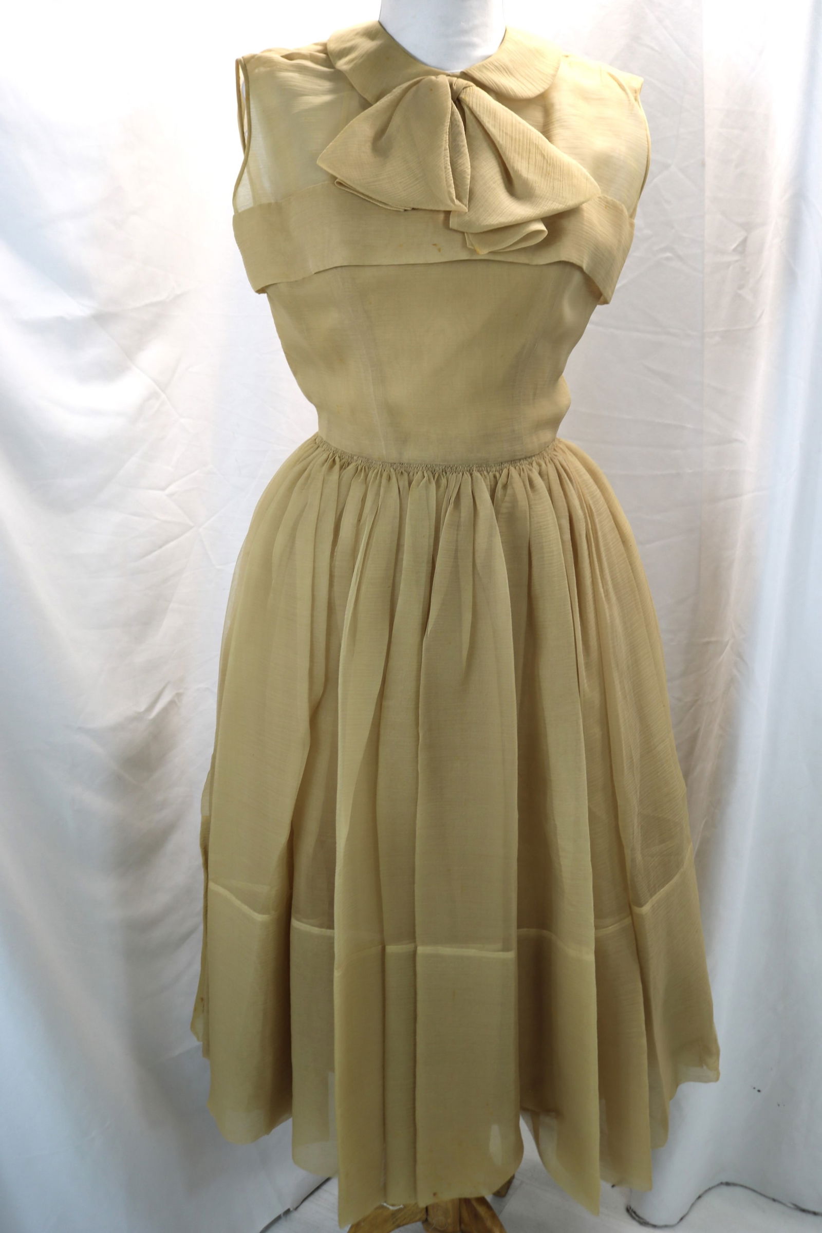 Vintage 1950's Anna Miller Silk Chiffon Gathered Pouf Dress (1 of 8)