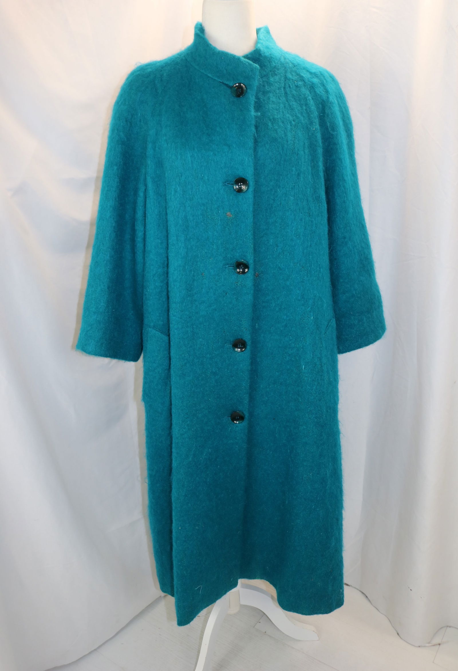 Vintage 1960's George David Fashions teal blue mohair coat (1 of 20)