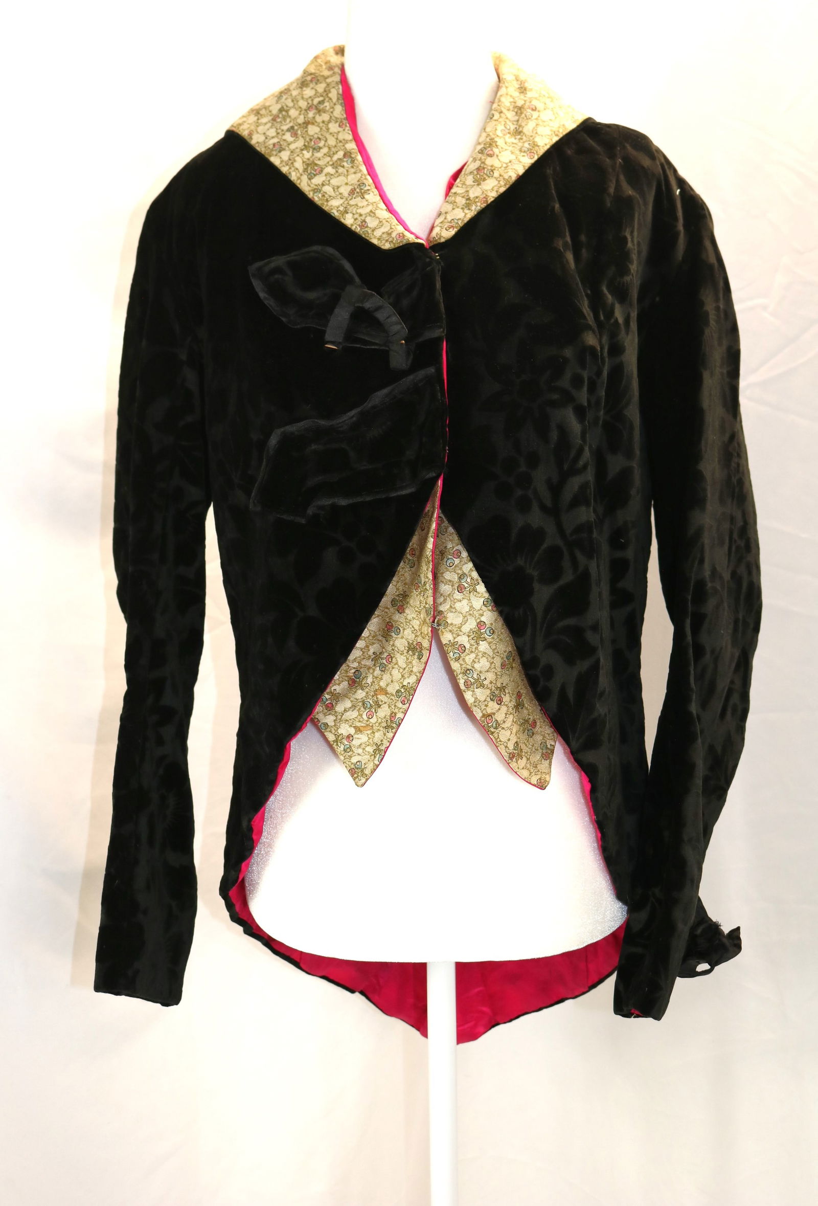 Vintage early 1900's black cut velvet & silk brocade jacket (1 of 12)
