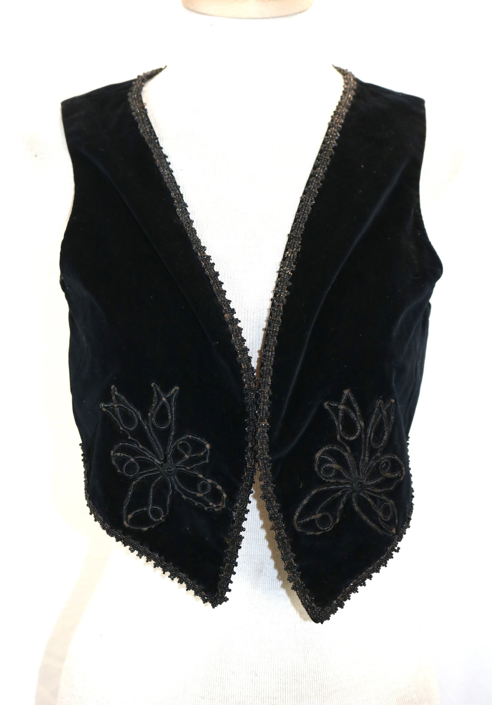 Victorian sweet little vest with black jet beading: possible child's, see photo's