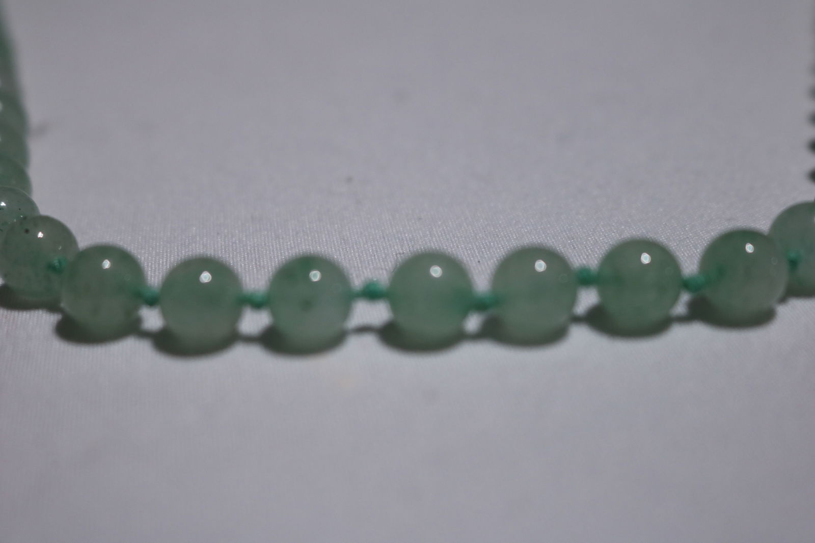Vintage Light Green Jade Hand Knotted Beaded Necklace (1 of 3)