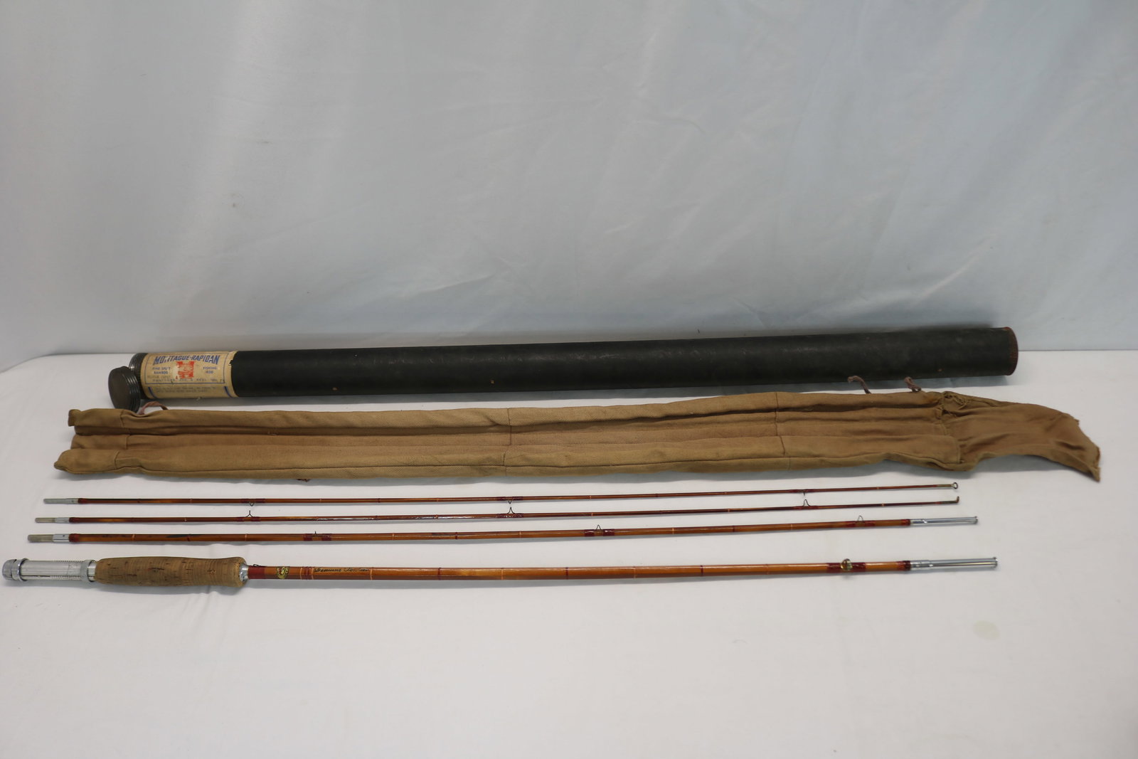 Vintage Montague Rapidan Fine Split Bamboo Fishing Rod & Reel for Medium Trout (1 of 13)