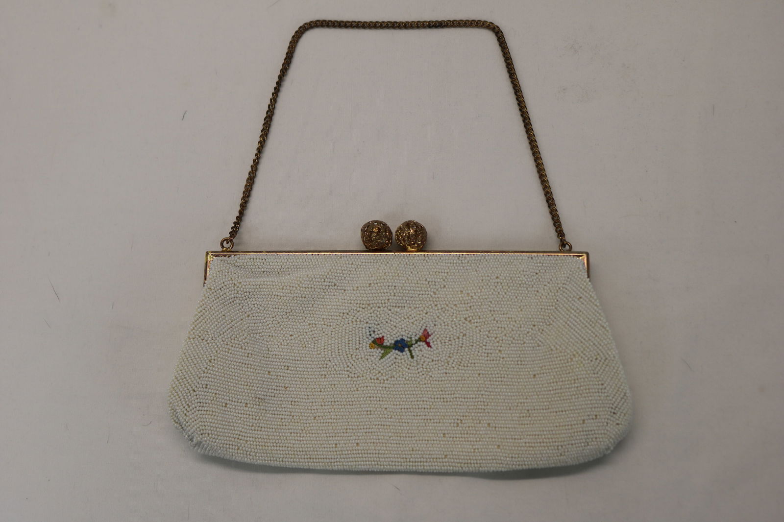 Vintage Denise Francello Beaded Evening Purse with Petti Point Flowers (1 of 12)