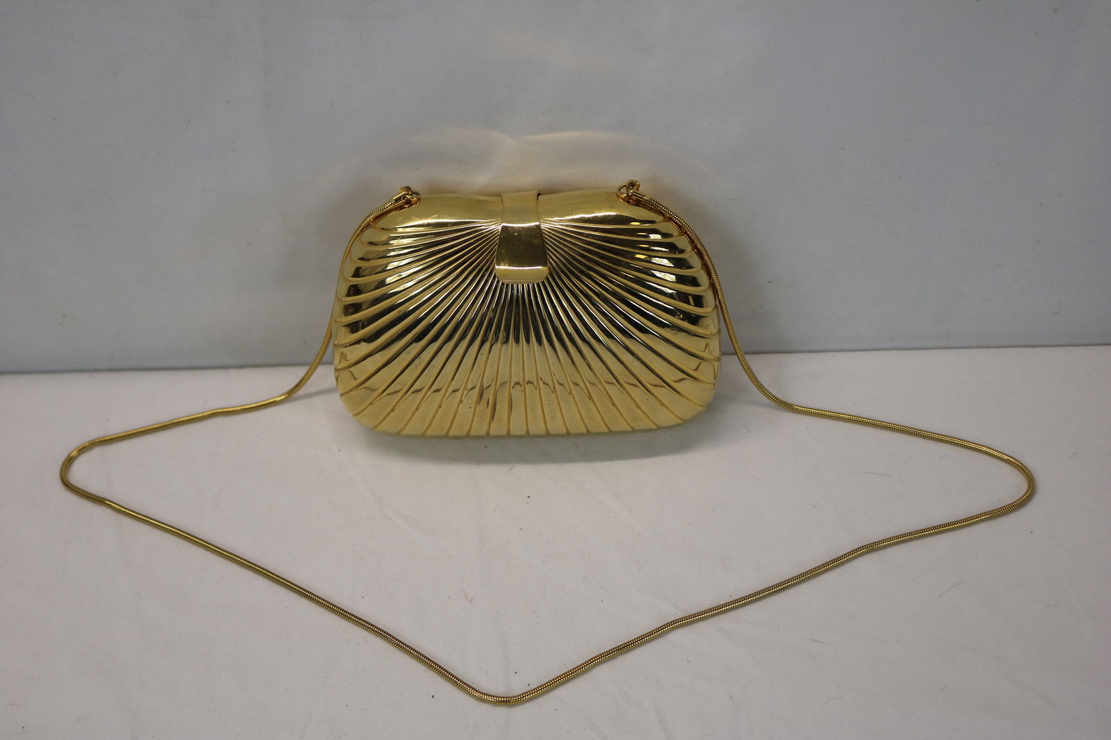 Vintage Gold Hard Case Saks Fifth Ave. Made in Italy Purse (1 of 11)