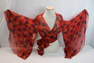 Vintage Jordan Marsh Red & Purple Floral Rayon Wrap Style Blouse, Old Store Stock with Tags