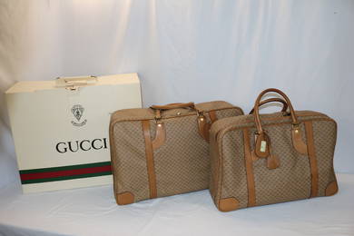 Fabulous Authentic 2 Piece Vintage Gucci Suit Cases/Luggage in Original Box