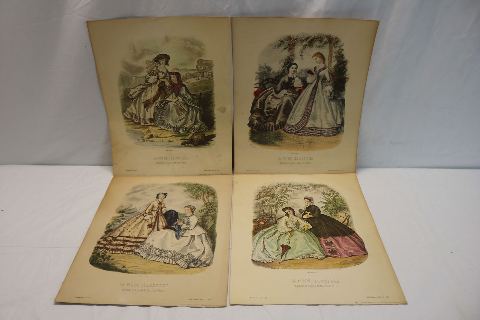 Lot of 4 Vintage La Mode Illustrations of Women In Beautiful Antique Clothing (1 of 9)