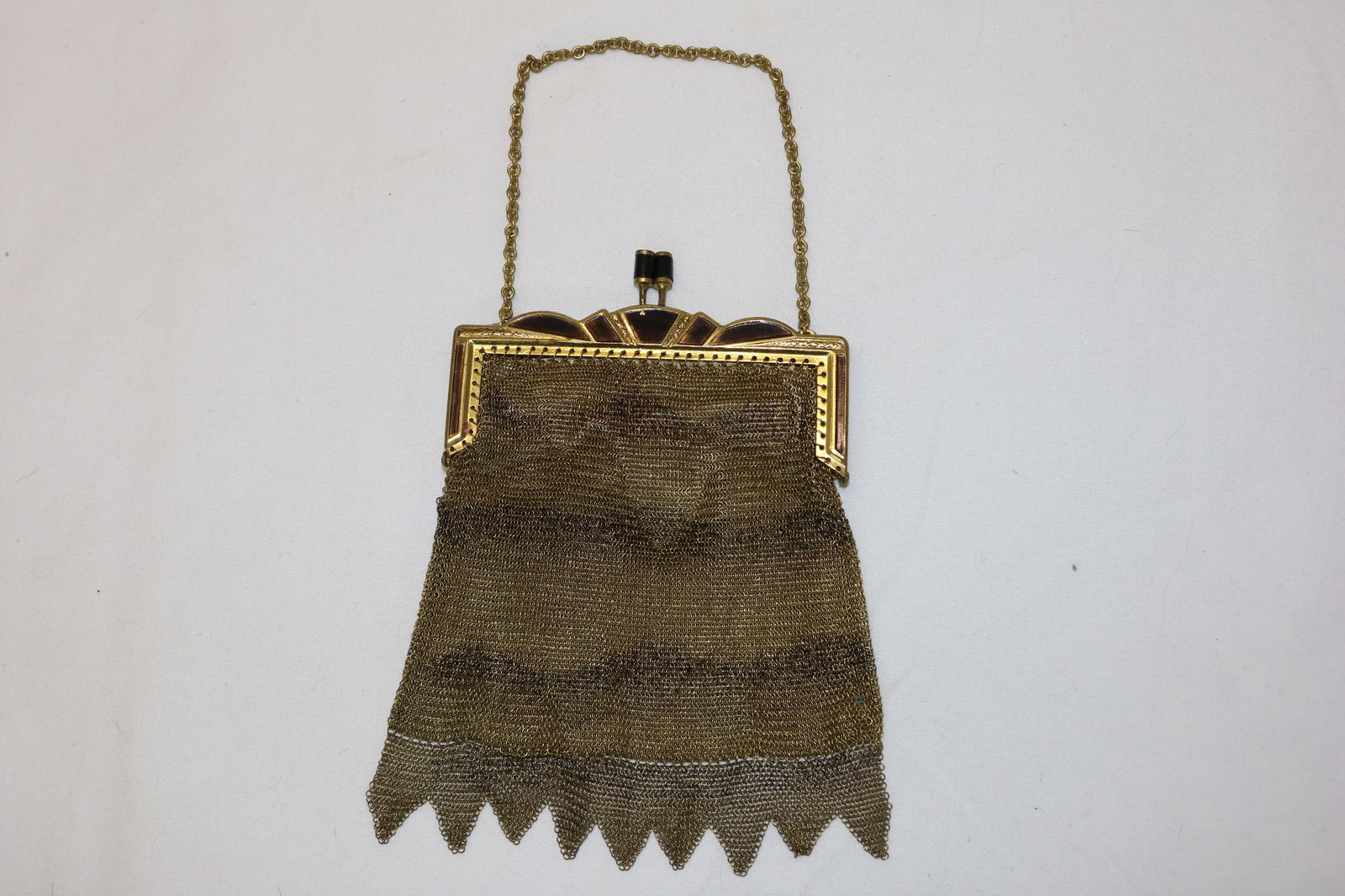 Vintage Deco Chain Mesh Purse with Black Enamel Frame (1 of 7)