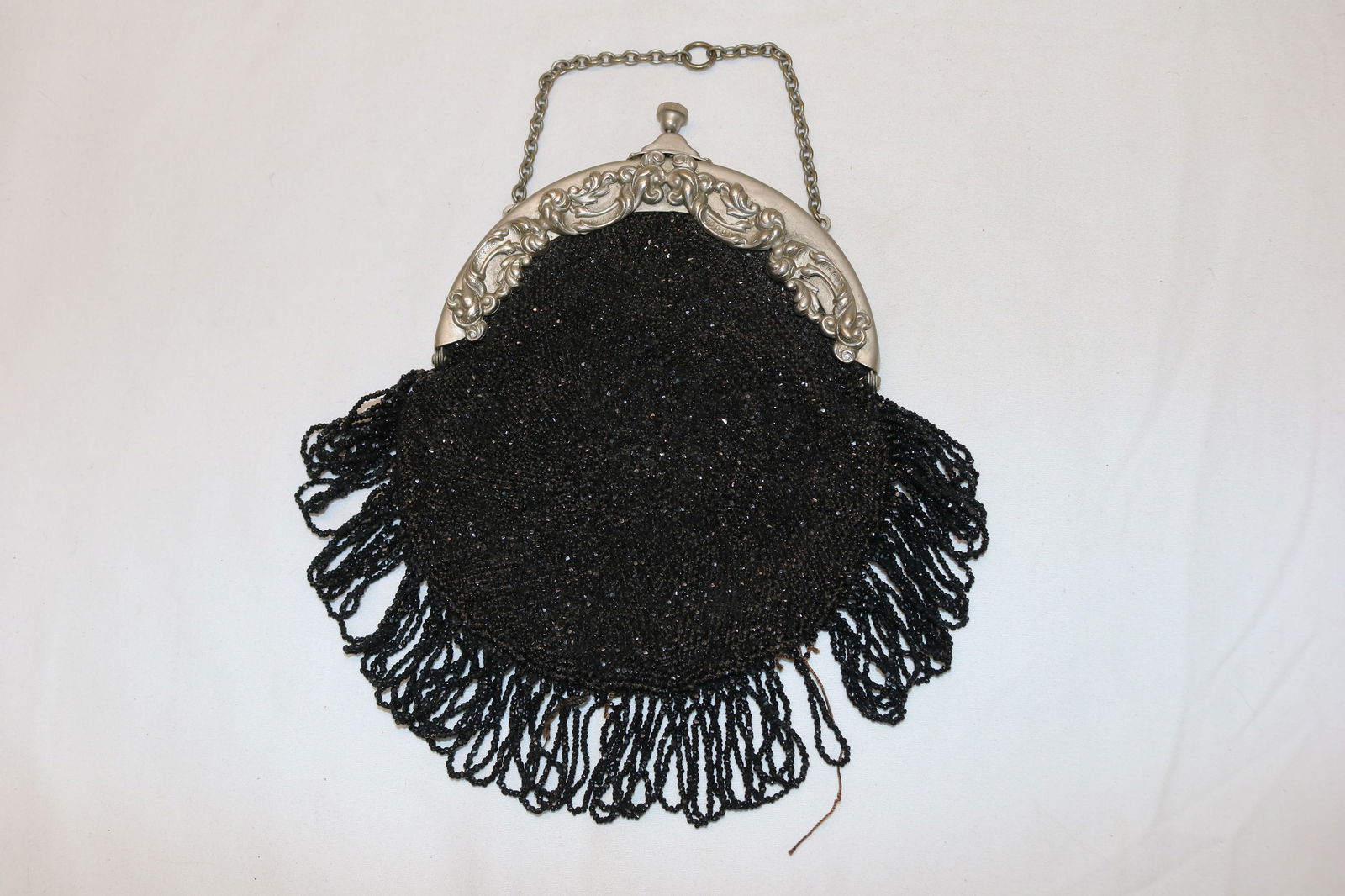Victorian Black Beaded Chatelaine Evening Purse (1 of 5)