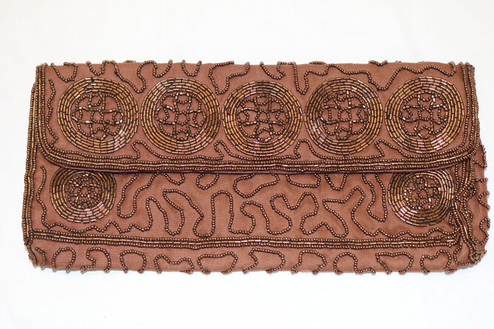 Vintage J Folley Beaded Brown Evening Bag (1 of 6)