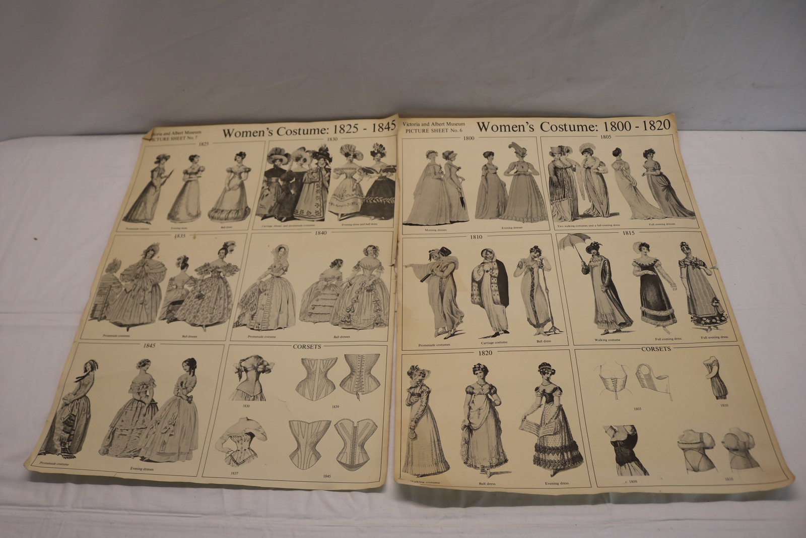 Vintage 2 Victoria & Albert Museum Picture Sheets of Woman 1800-1845 (1 of 3)