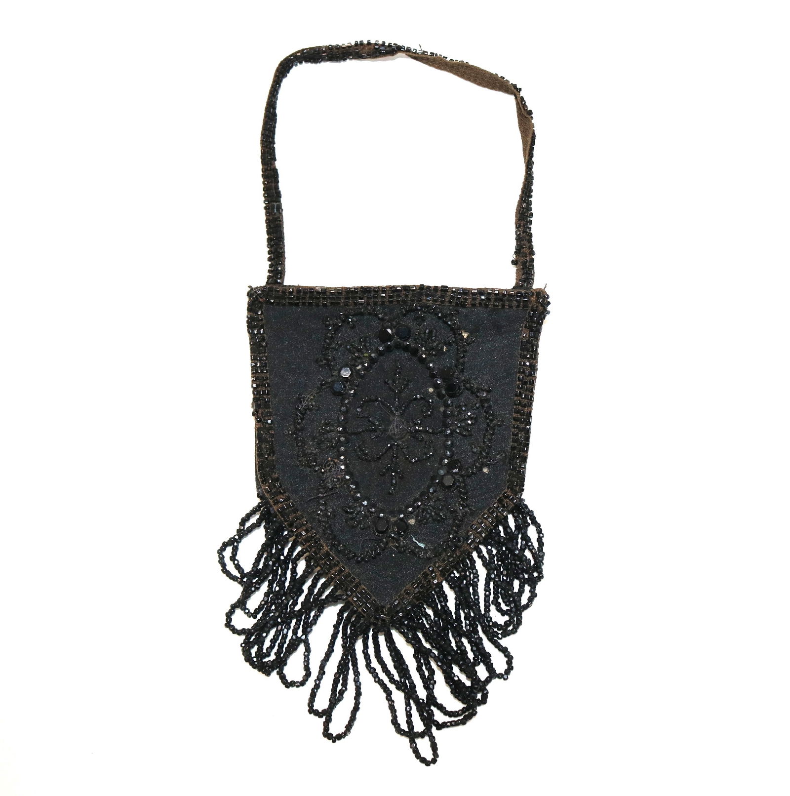 Antique 1800's Black Jet Glass Beaded Purse/Bag Miser Size (1 of 5)