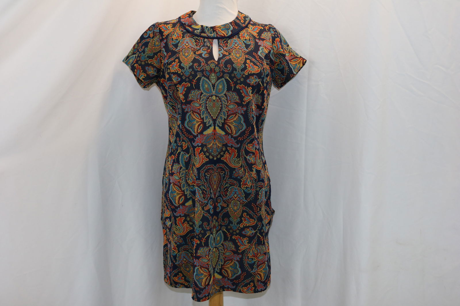 Vintage 1960's Poly Knit Shift with Peek-a boo Front (1 of 5)