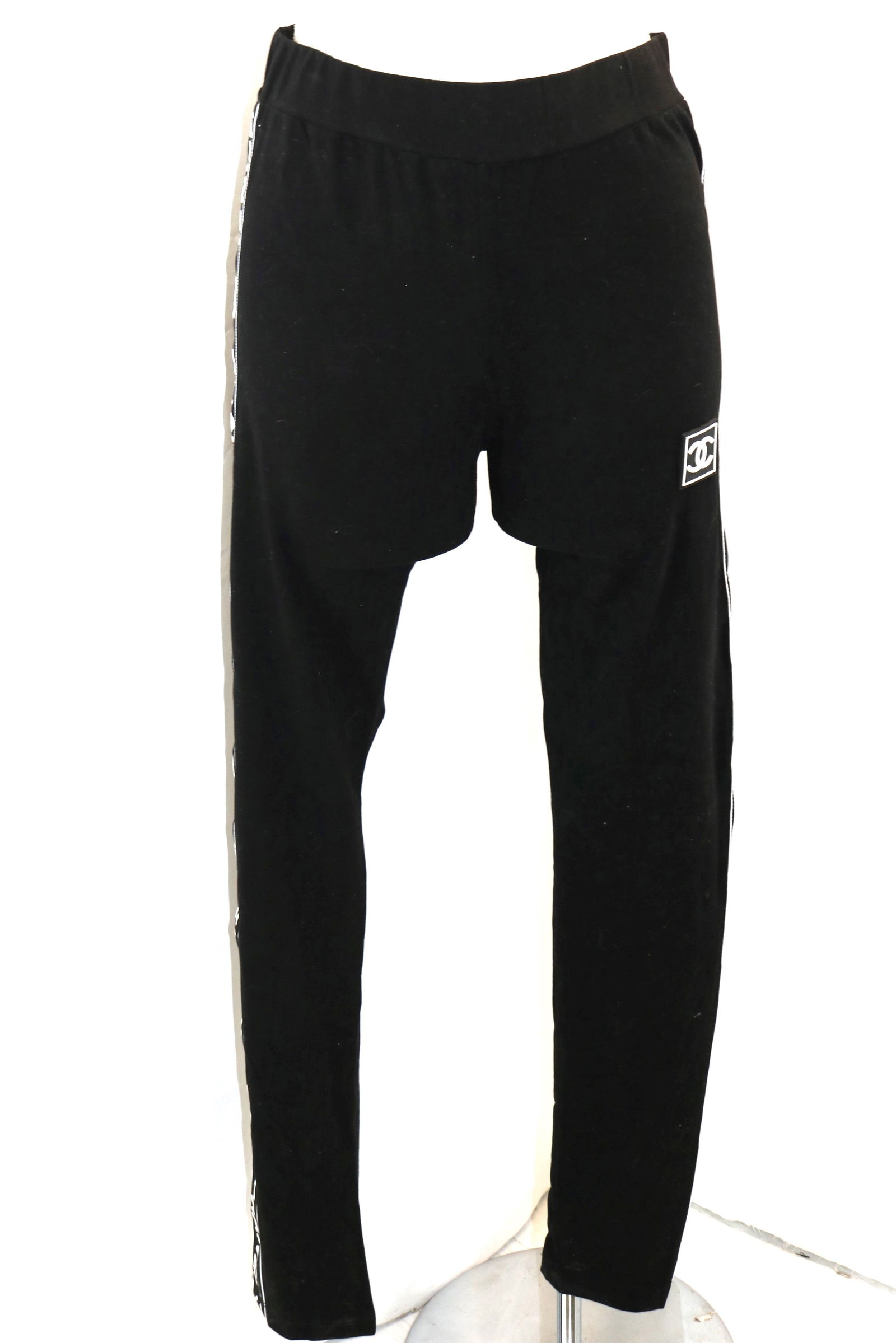 Vintage Chanel Black Leggings with Chanel Down each Side (1 of 6)