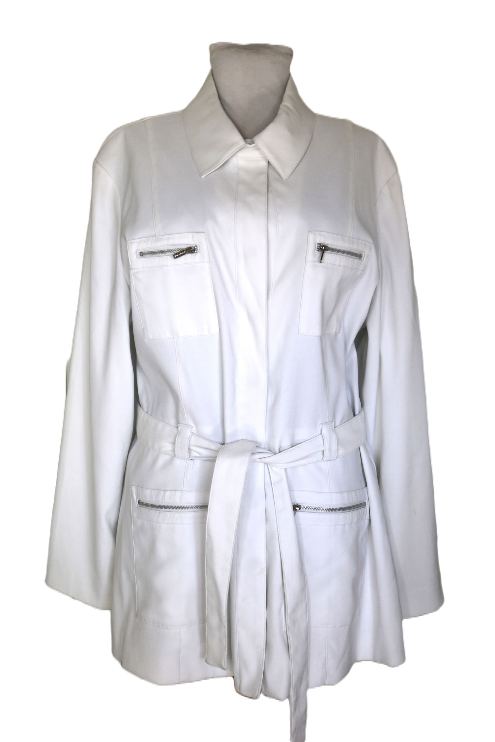 Vintage 1990's Gloria Vanderbilt White Poly Blend Jacket with Zipper Pockets (1 of 8)