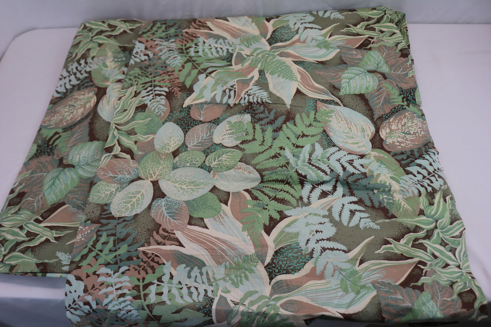 Vintage 1977 Cyrus Clark Polished Cotton Blue & Green Tropical Print Fabric, 52 x 27 Yards (1 of 2)