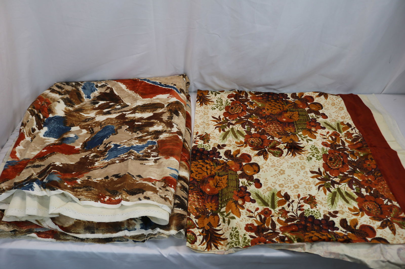 Vintage 1970's Velvet Upholstery Fabric, 54 x 5.3 yards & 29 x 55 inches: see photo's