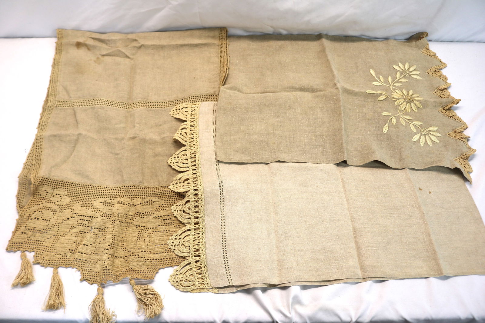 Lot of 3 Arts & Crafts Era Table Runners: see photo's