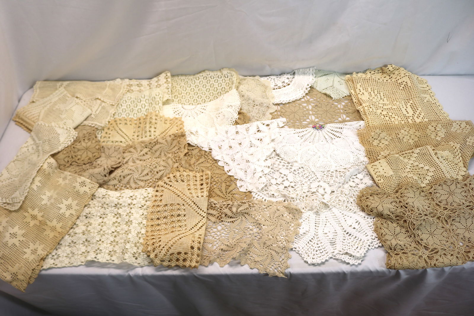 Large Lot of Vintage Hand Crochet Doilies & Table Runners: see photo's