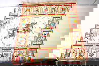 Vintage Cotton Printed Cocktail Tablecloth, 36 x 30