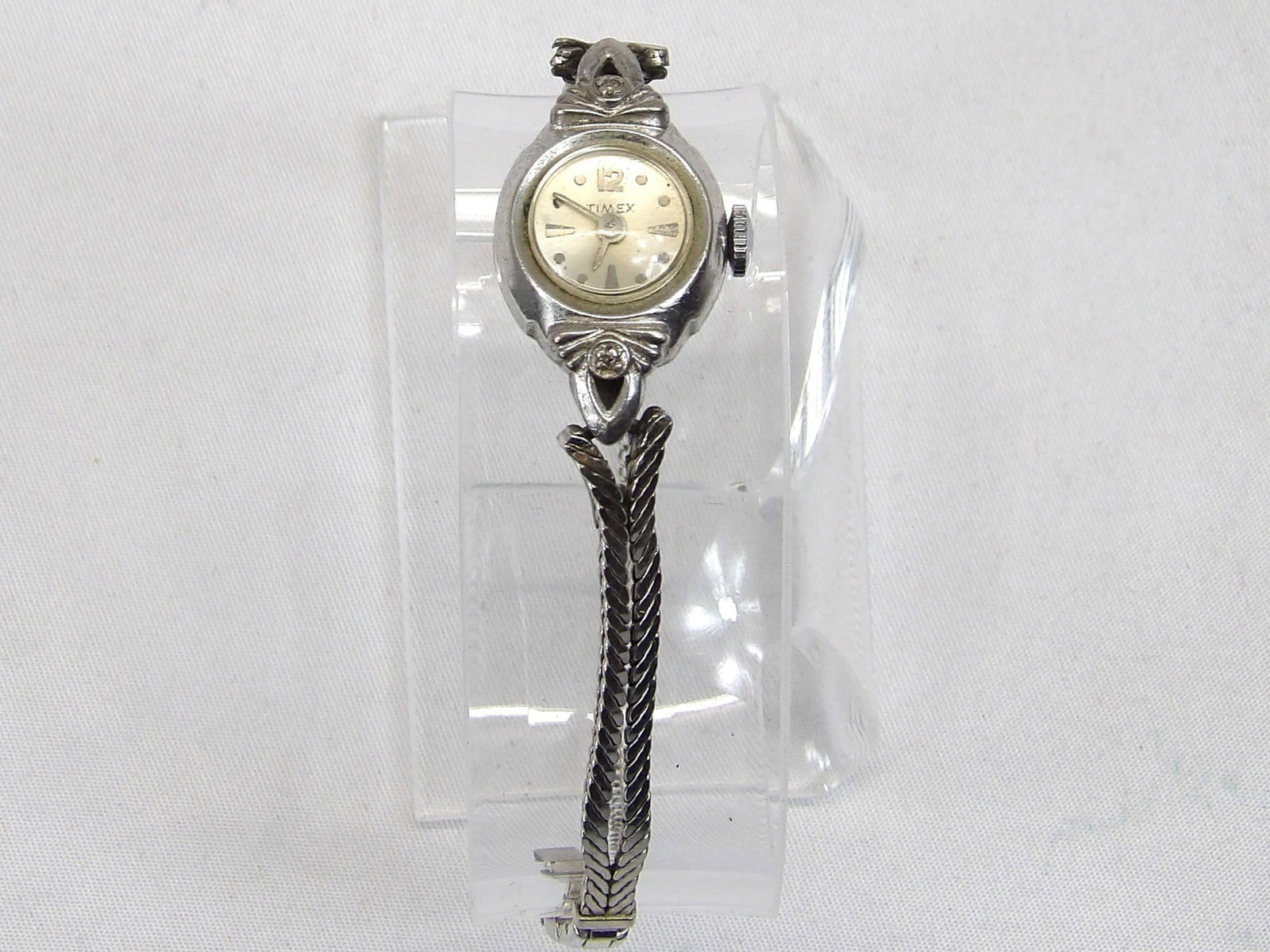 Vintage 1950's Ladies Timex Watch, Rhodium PL Bezel (1 of 3)