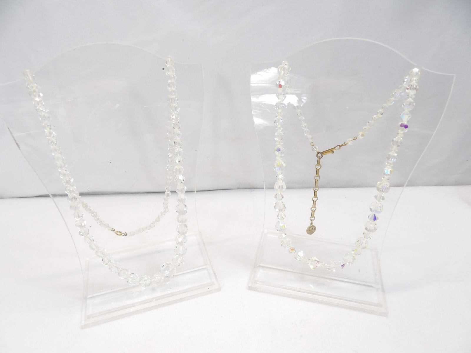 Lot of 2 Vintage Cut Crystal Necklaces, 1 Double Strand (1 of 5)